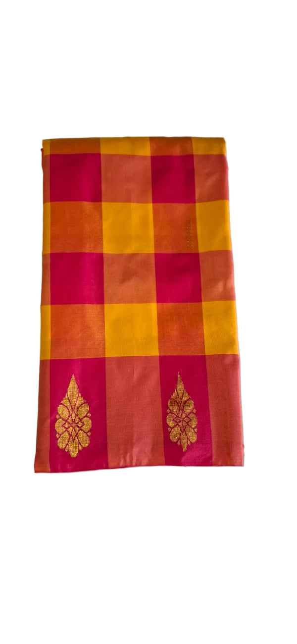 DEEP PINK AND MUSTARD YELLOW PAALUM PAZHAMUM AARANI SILK SAREE