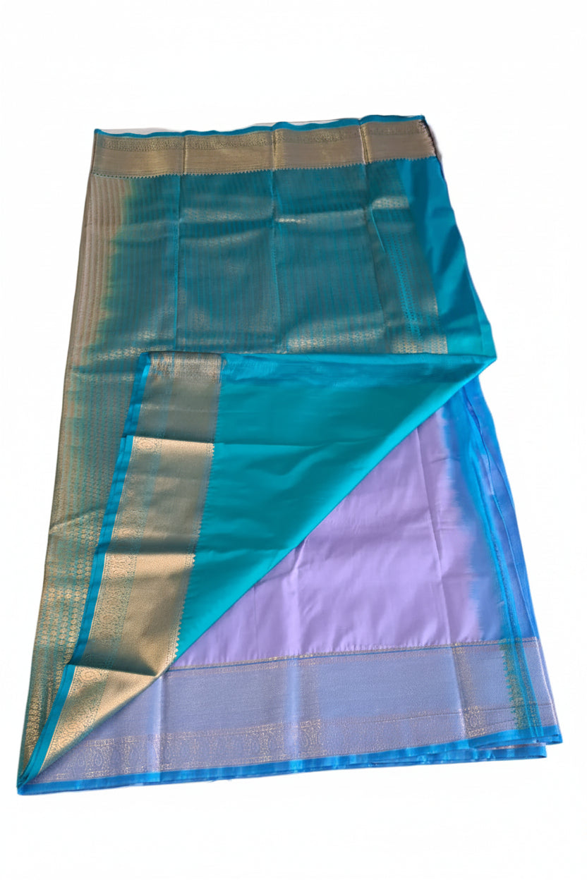 LAVENDER COLOR KANJIPURAM SEMI SILK SAREE