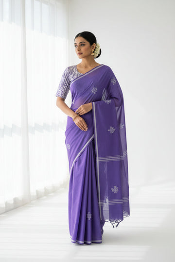 ROYAL PURPLE EMBROIDERY SOUTH MIXED COTTON SAREE