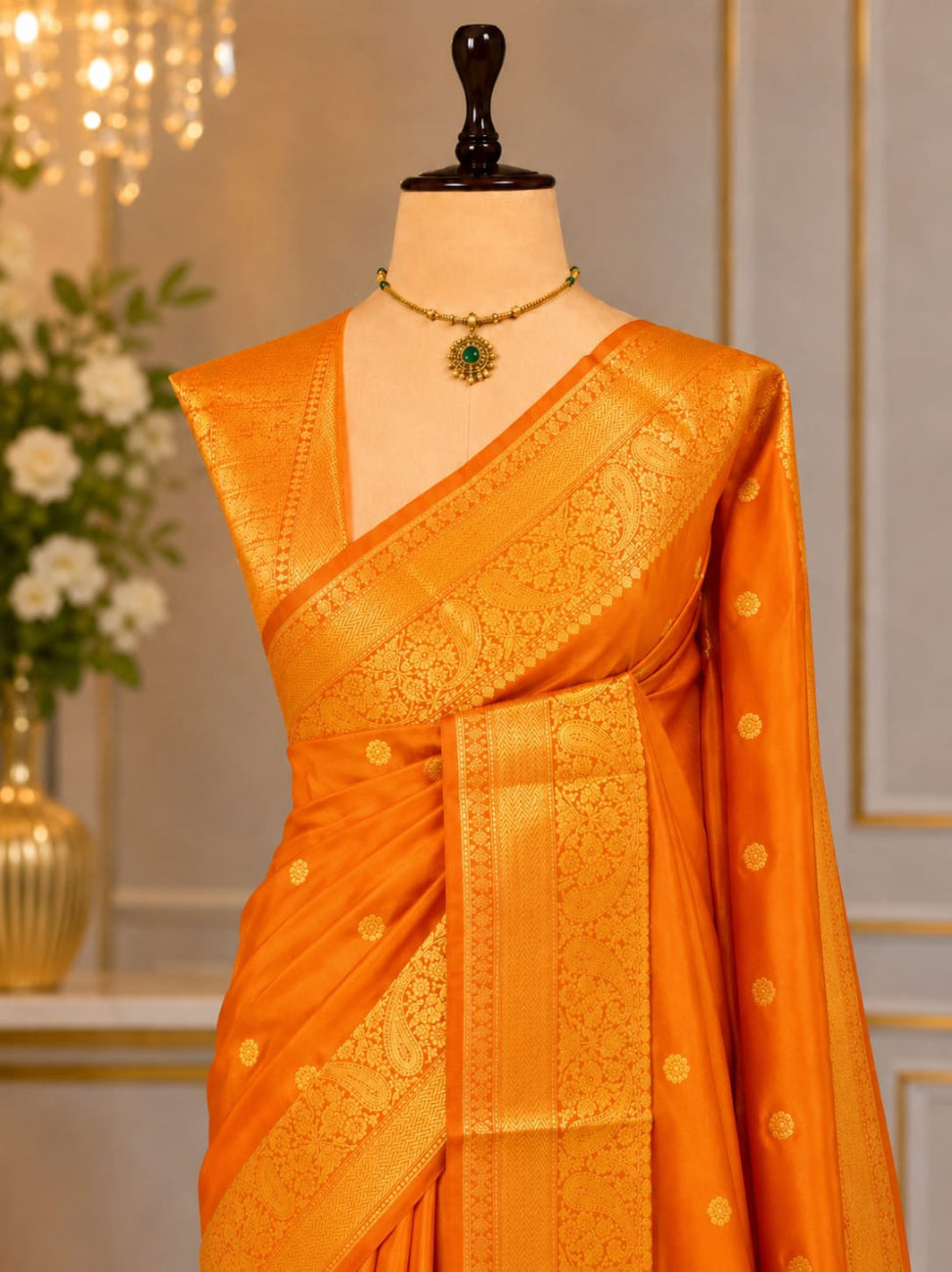 ORANGE COLOR BANARASI SILK SAREE