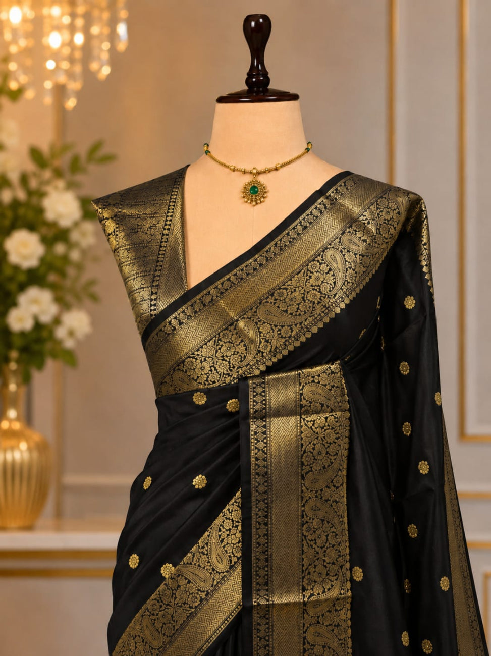 BLACK COLOR BANARASI SILK SAREE