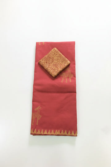DUSTY ROSE AND MAROON PINK SOUTH COTTON SAREE