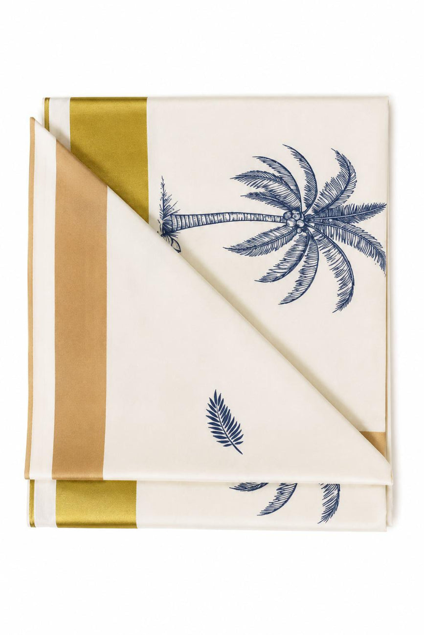 kerala kasavu saree with navy blue color coconut printed designs