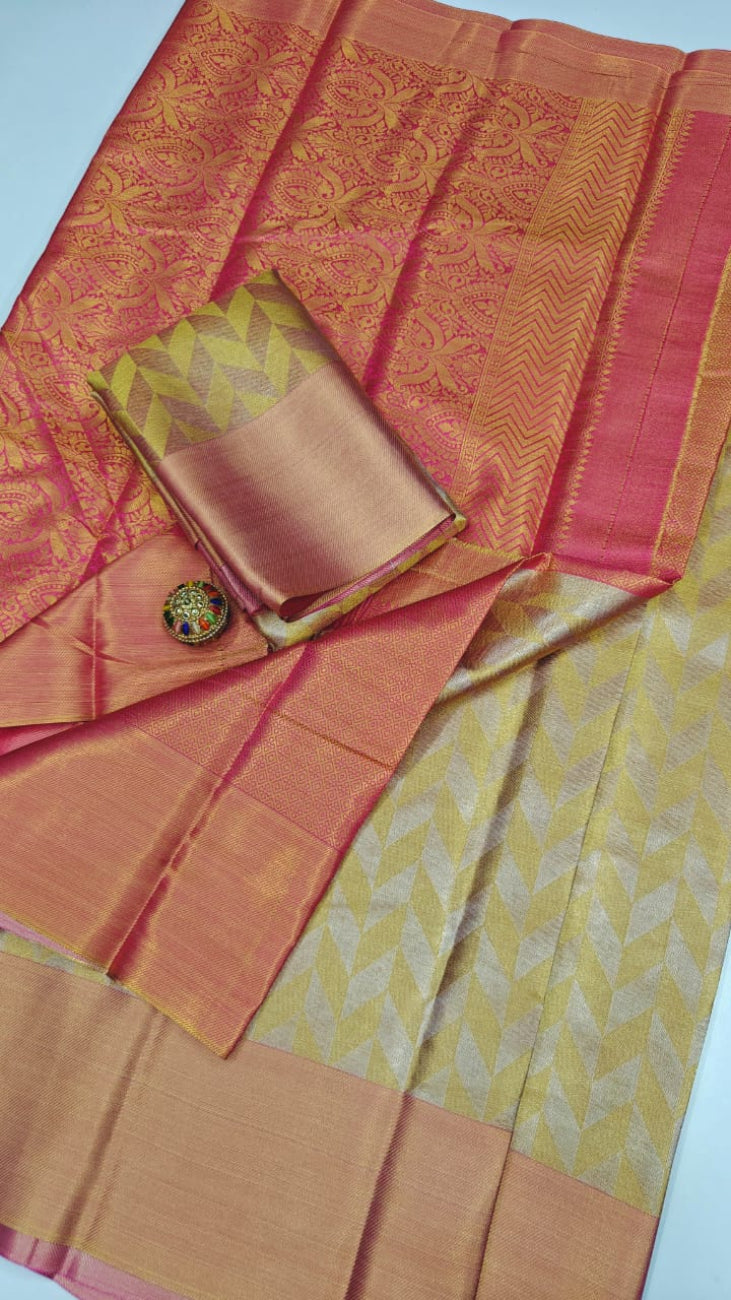 Rose pink color Jyothika inspired silk saree