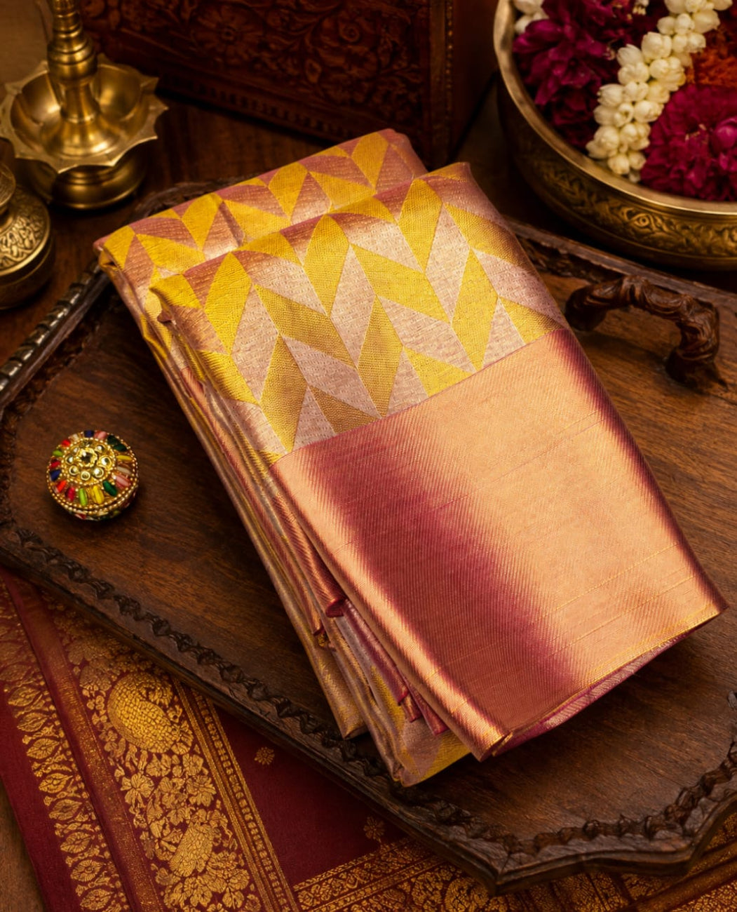 Rose pink color Jyothika inspired silk saree