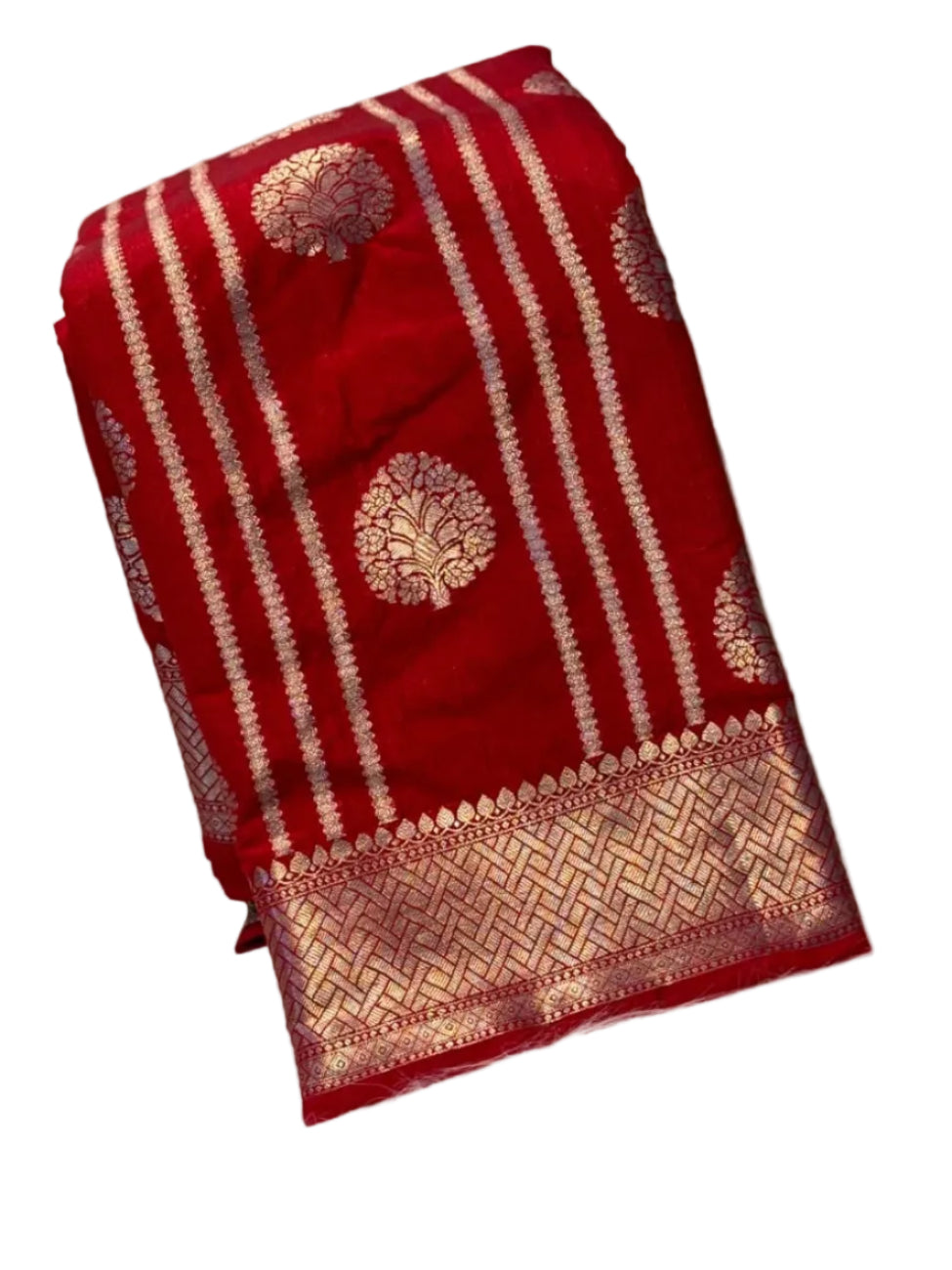 Red color Banarasi soft dupion silk saree