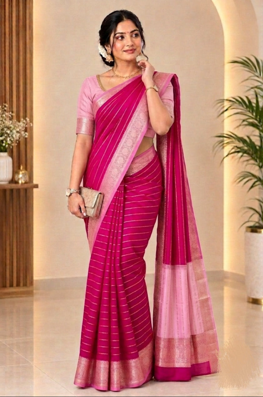Magenta with light pink mysore silk saree